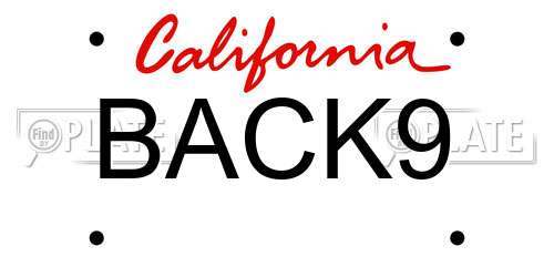 BACK9 California License Plate
