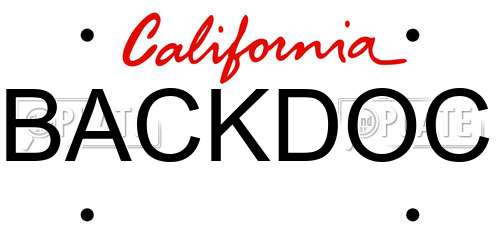 BACKDOC California License Plate
