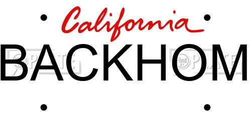 BACKHOM California License Plate