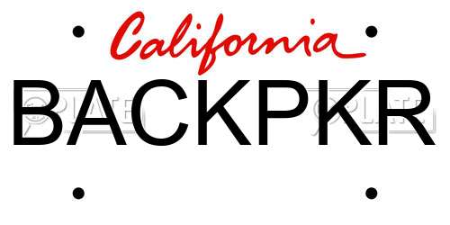 BACKPKR California License Plate