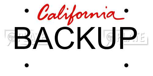 BACKUP California License Plate