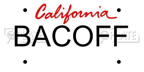 BACOFF California License Plate