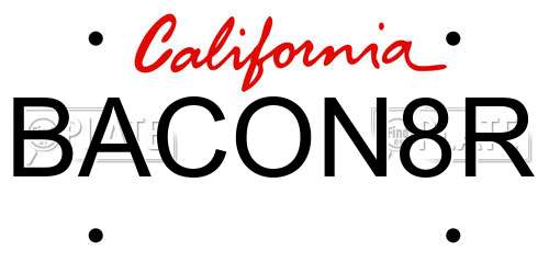 BACON8R California License Plate