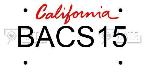 BACS15 California License Plate