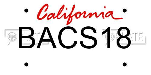 BACS18 California License Plate