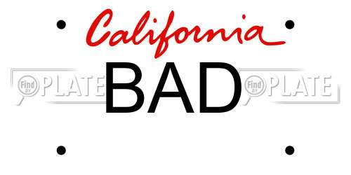 BAD California License Plate