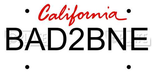 BAD2BNE California License Plate