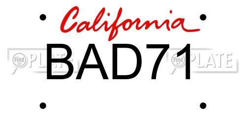 BAD71 California License Plate