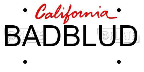 BADBLUD California License Plate