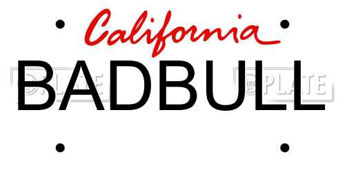 BADBULL California License Plate