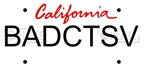 BADCTSV California License Plate