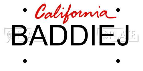 BADDIEJ California License Plate