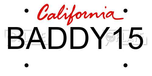 BADDY15 California License Plate