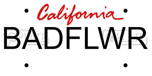 BADFLWR California License Plate