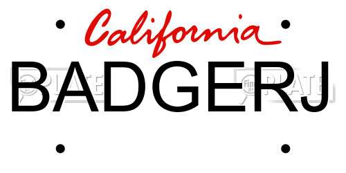 BADGERJ California License Plate