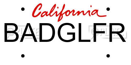 BADGLFR California License Plate