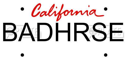 BADHRSE California License Plate