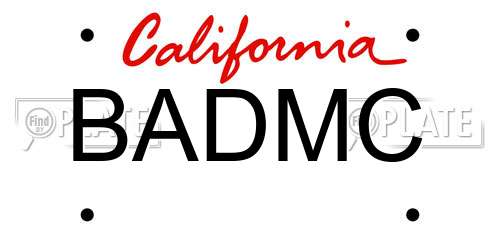 BADMC California License Plate