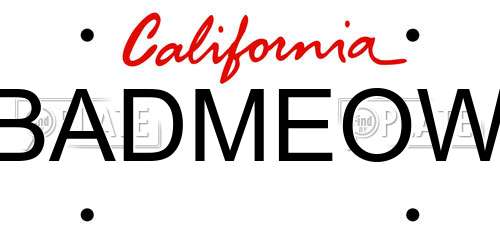 BADMEOW California License Plate