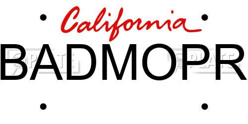BADMOPR California License Plate