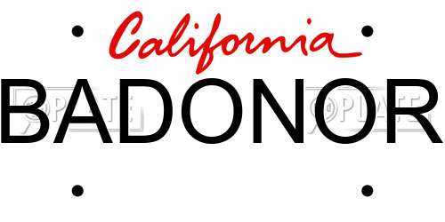 BADONOR California License Plate