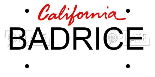 BADRICE California License Plate