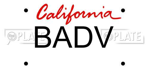 BADV California License Plate
