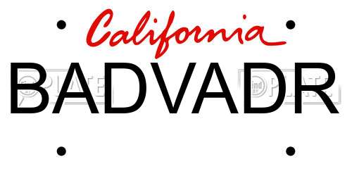 BADVADR California License Plate