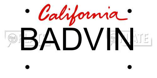 BADVIN license plate in CA state