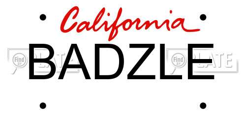 BADZLE California License Plate