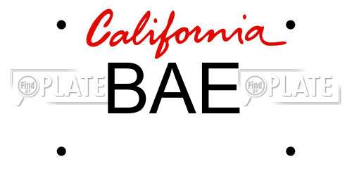BAE California License Plate