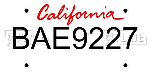 BAE9227 California License Plate