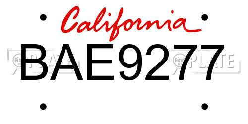 BAE9277 California License Plate