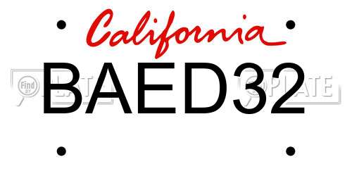 BAED32 California License Plate