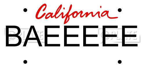 BAEEEEE California License Plate