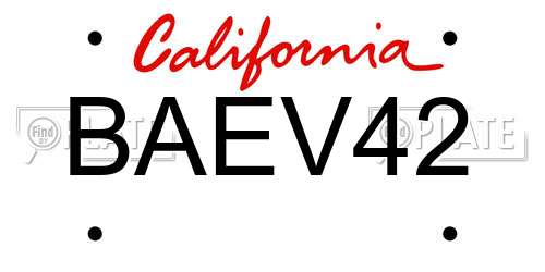 BAEV42 California License Plate