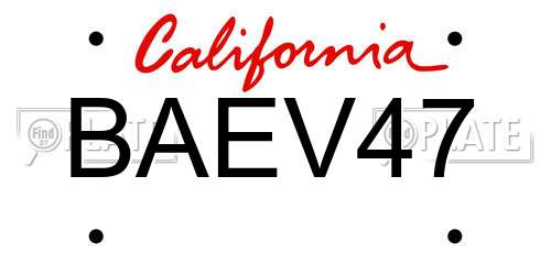 BAEV47 California License Plate