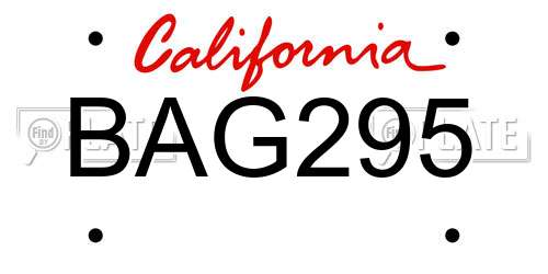 BAG295 California License Plate