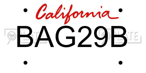 BAG29B California License Plate