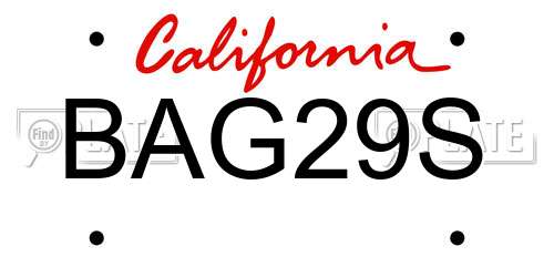 BAG29S California License Plate