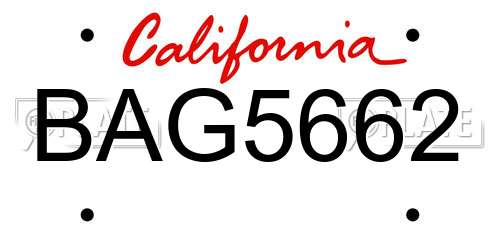BAG5662 California License Plate