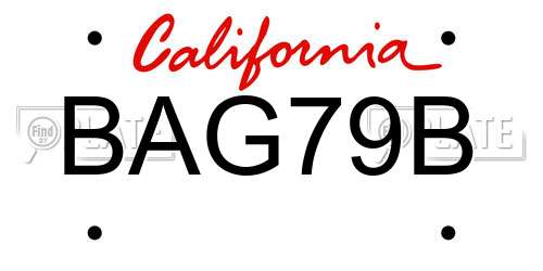 BAG79B California License Plate