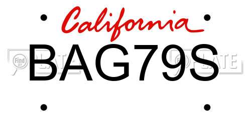BAG79S California License Plate