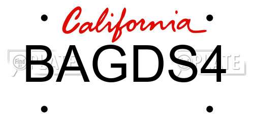 BAGDS4 California License Plate
