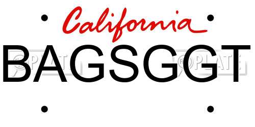 BAGSGGT California License Plate