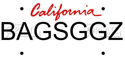 BAGSGGZ California License Plate