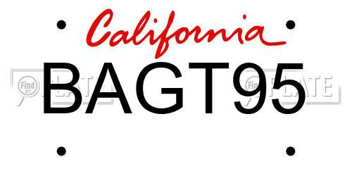 BAGT95 California License Plate