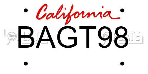 BAGT98 California License Plate