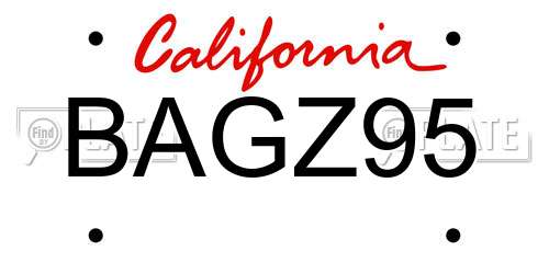 BAGZ95 California License Plate