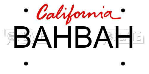 BAHBAH California License Plate